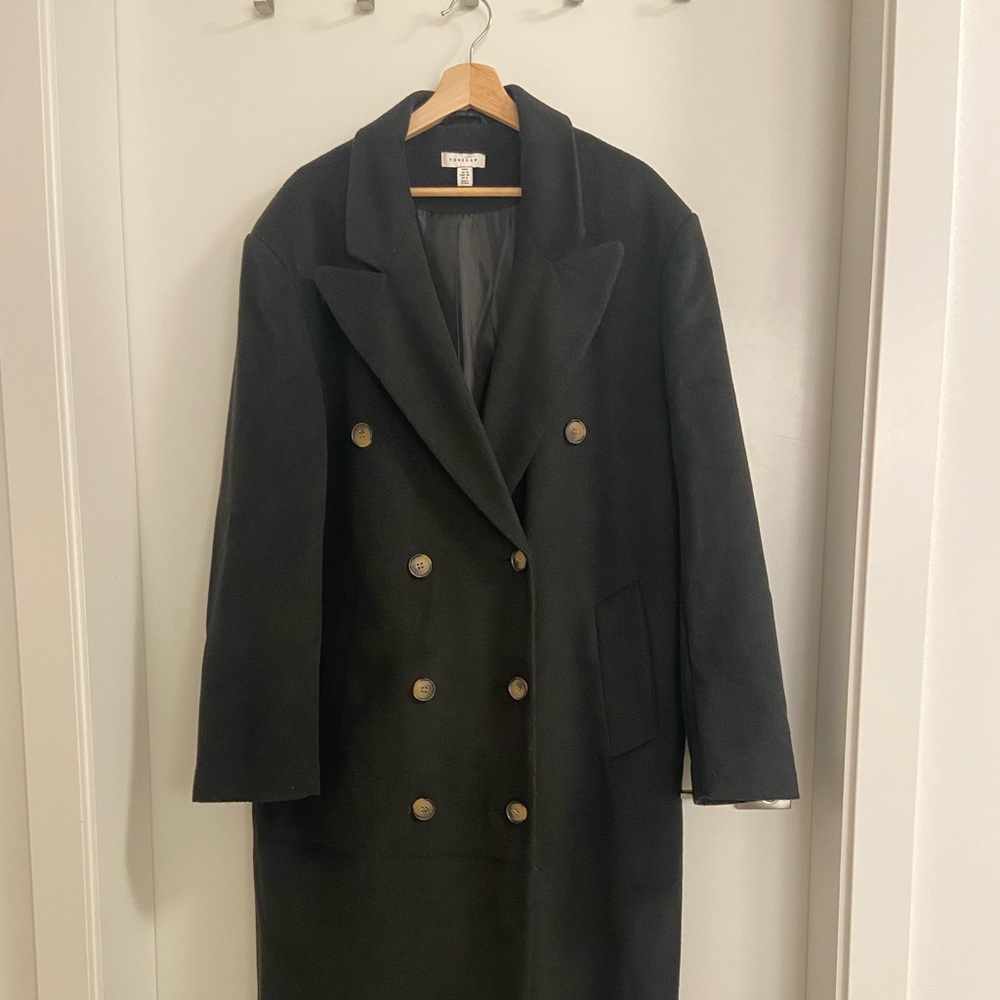 Topshop Oversized Statement Double Breasted Coat in size 6 Tall